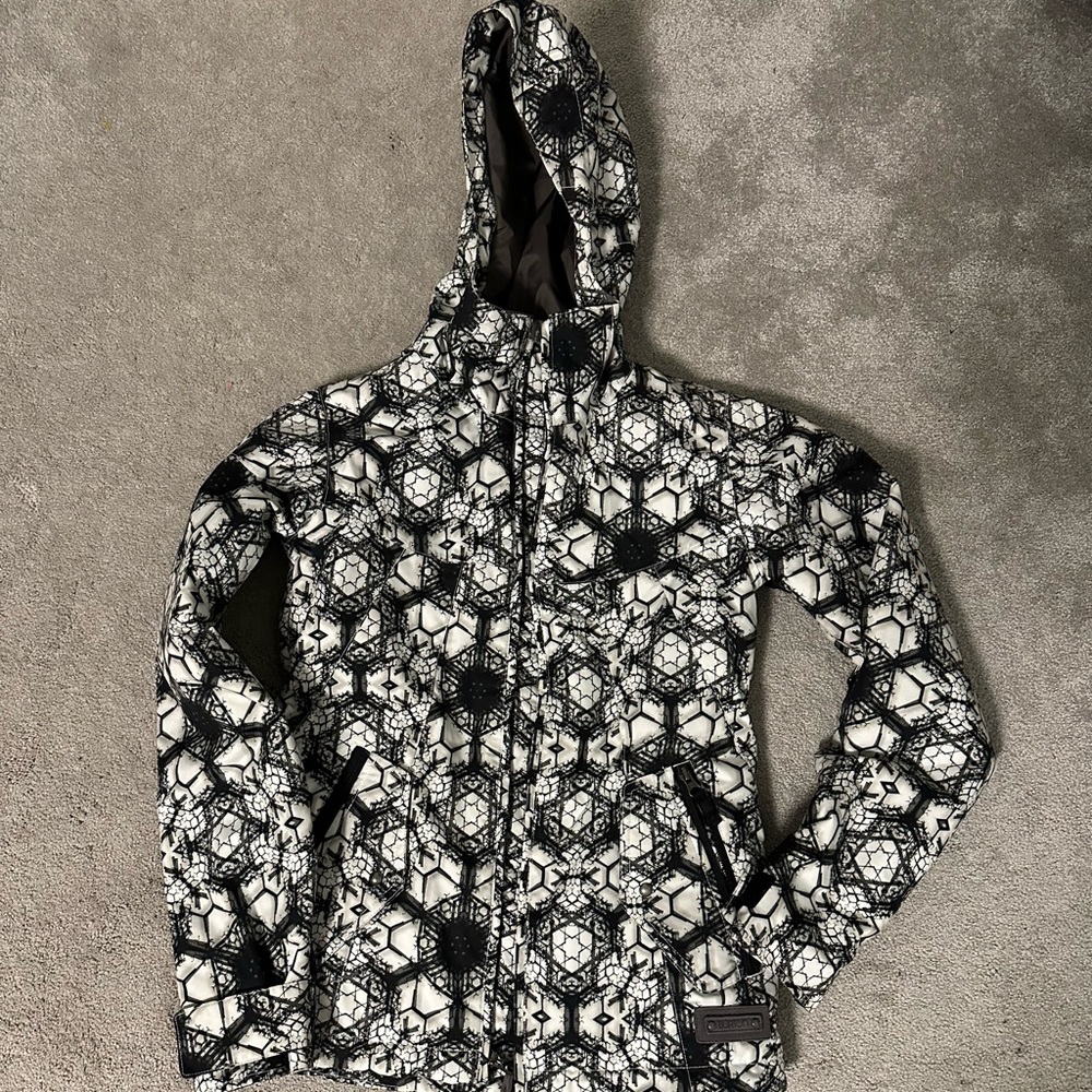 EUC BURTON Dryride XS Ski Snowboard Jacket Black White